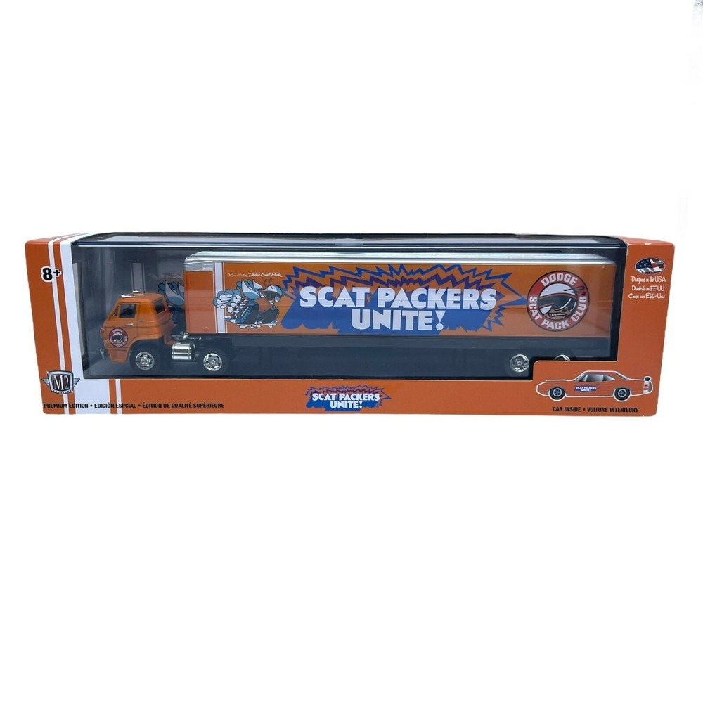 M2 Machines 1970 Dodge L600 COE 1970 Dodge Super Bee Car 1/64 Scat Packers Unite